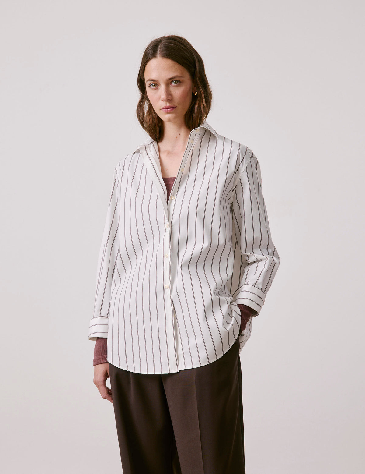 Chemise Mathilde rayée marron