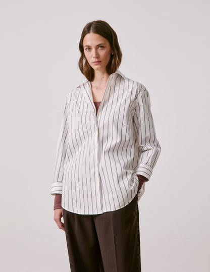 Chemise Mathilde rayée marron