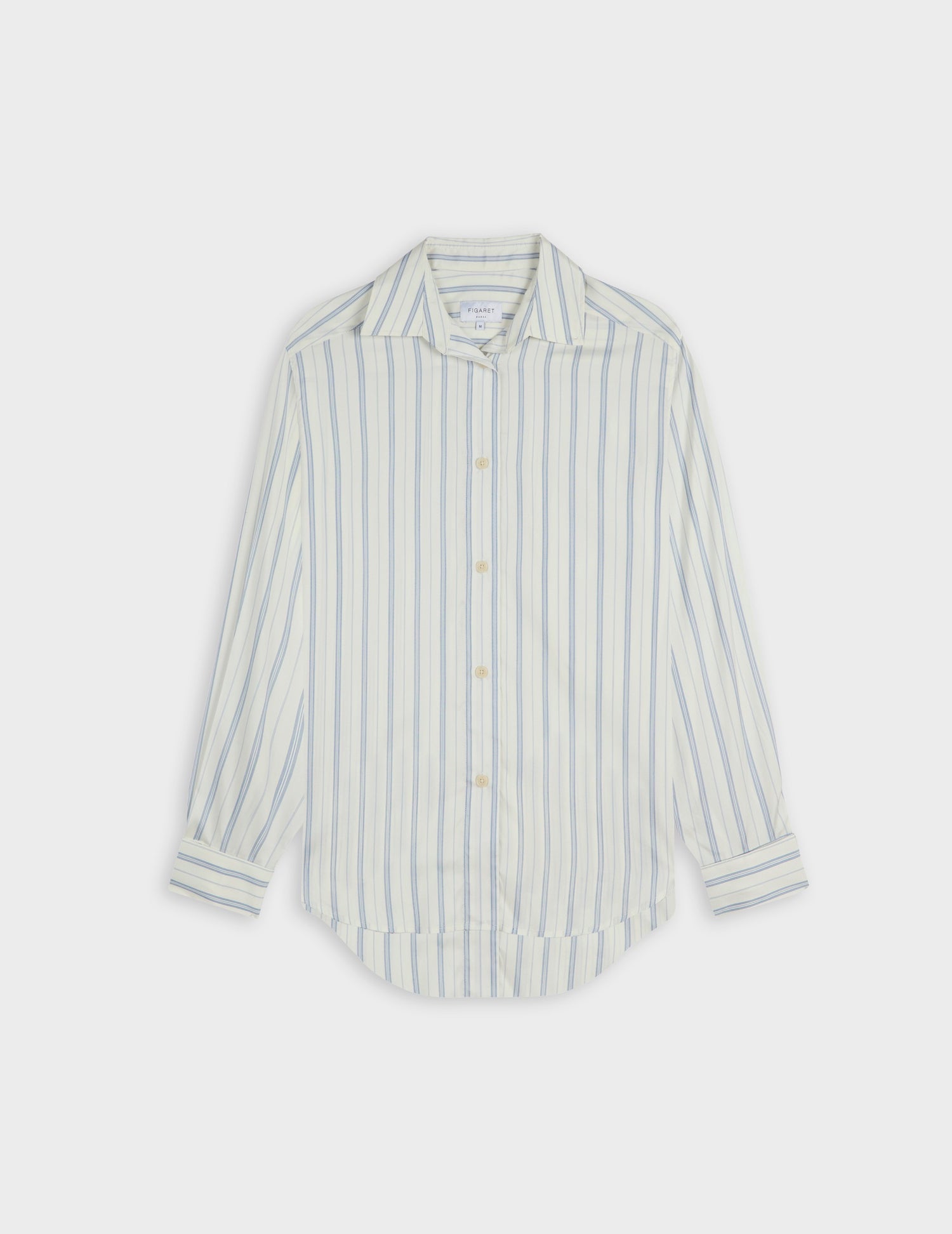 Chemise Hannah rayée bleu clair - Soie - Col Chemise - Poignets Mousquetaires#6