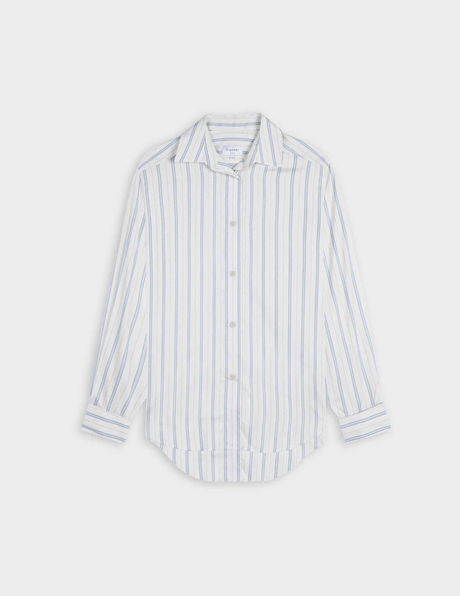 Chemise Hannah rayée bleu clair - Soie - Col Chemise - Poignets Mousquetaires#6