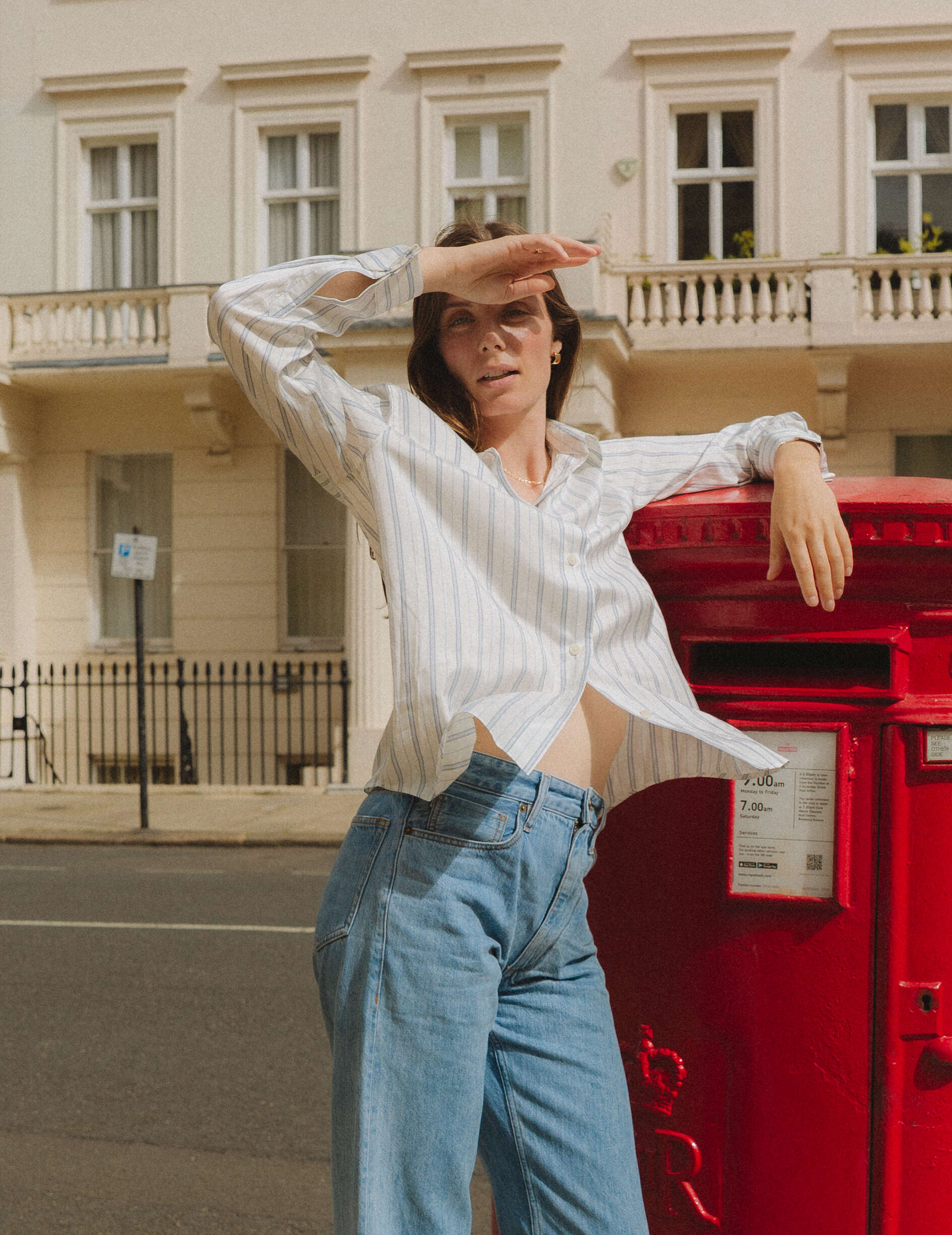Light blue striped Hannah shirt - Silk - Shirt Collar - Musketeers Cuffs