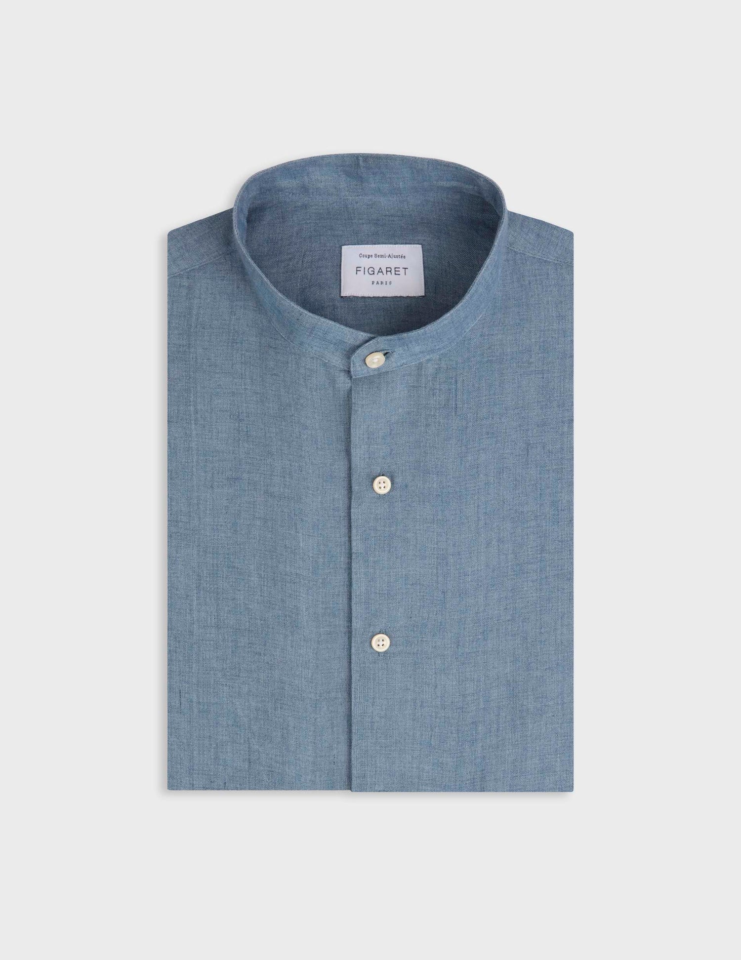 Blue linen Herwin shirt - Linen - Officer Collar#4