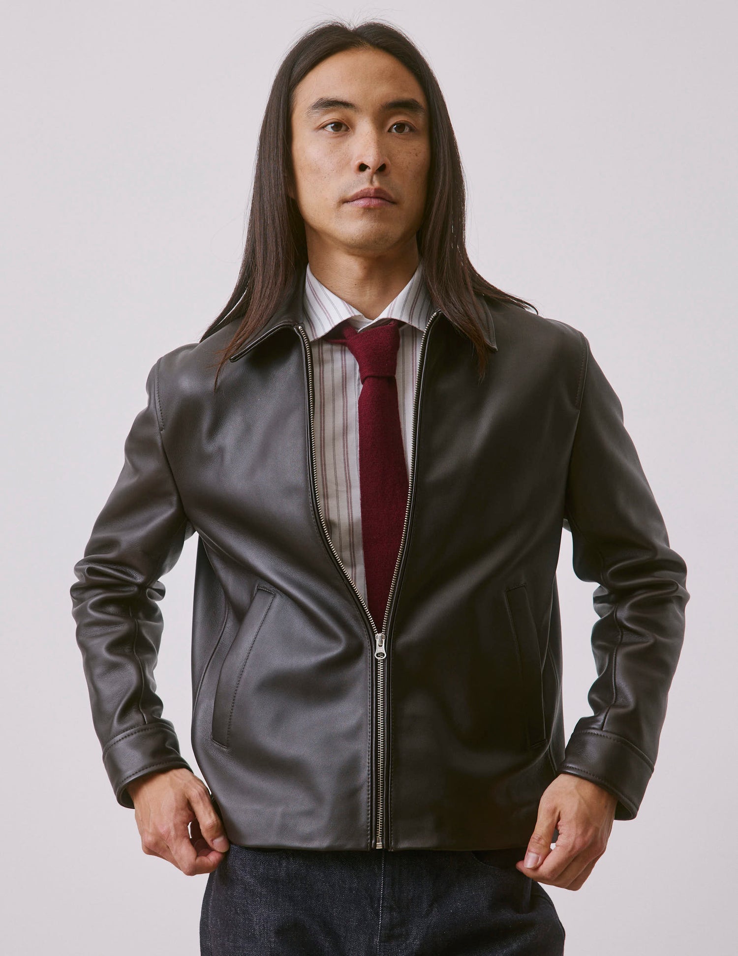 Blouson Hunter en cuir chocolat