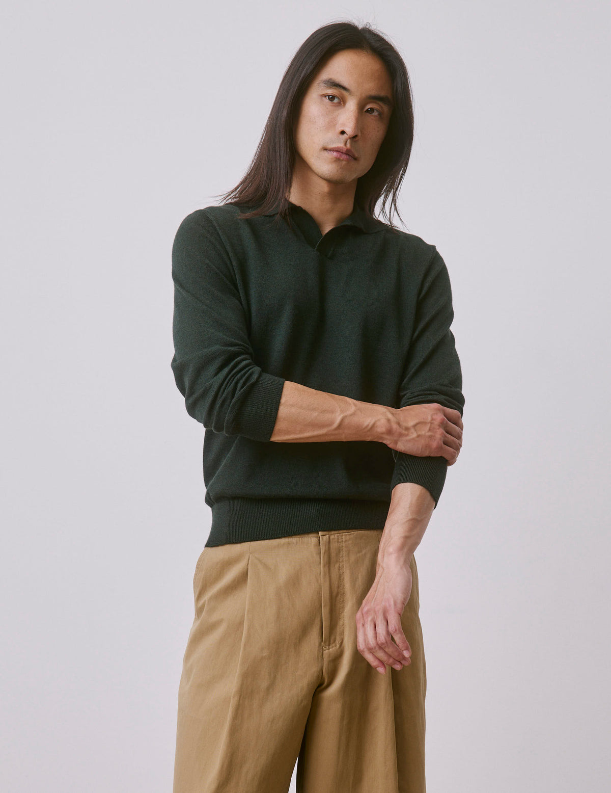 Pull Ilian en laine mérinos kaki