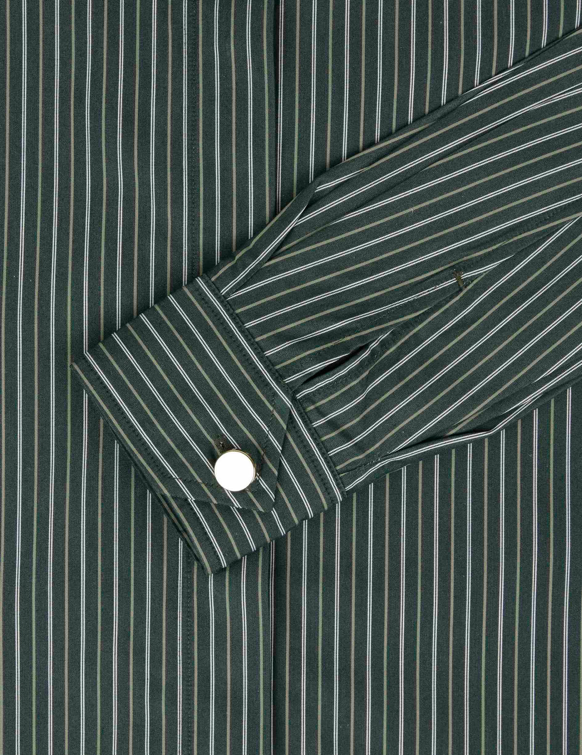 Chemise Innaée en popeline rayée verte - Popeline - Col Droit montant pointe#5