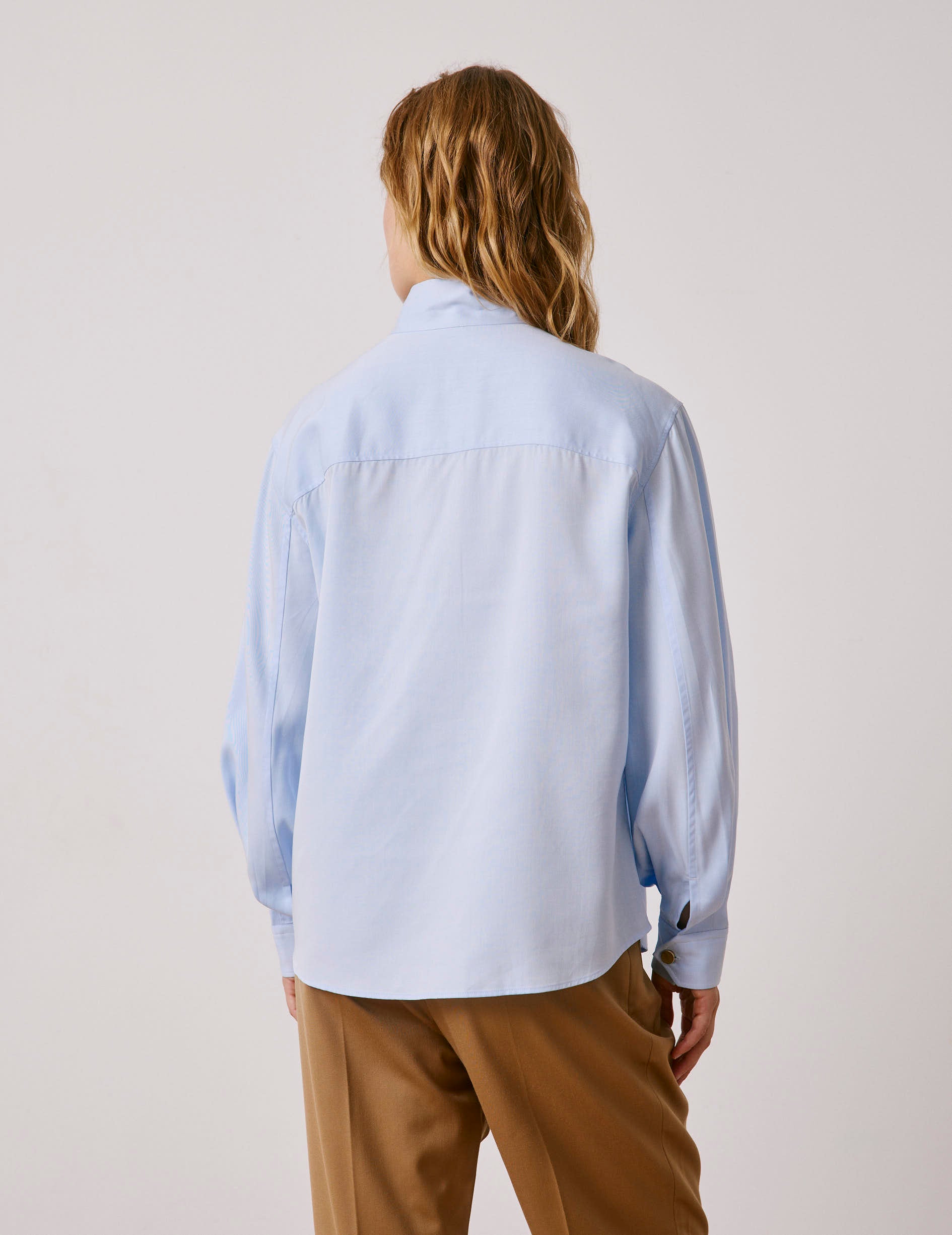 Chemise Innaée en lyocell bleu clair - Lyocell - Col Droit montant pointe