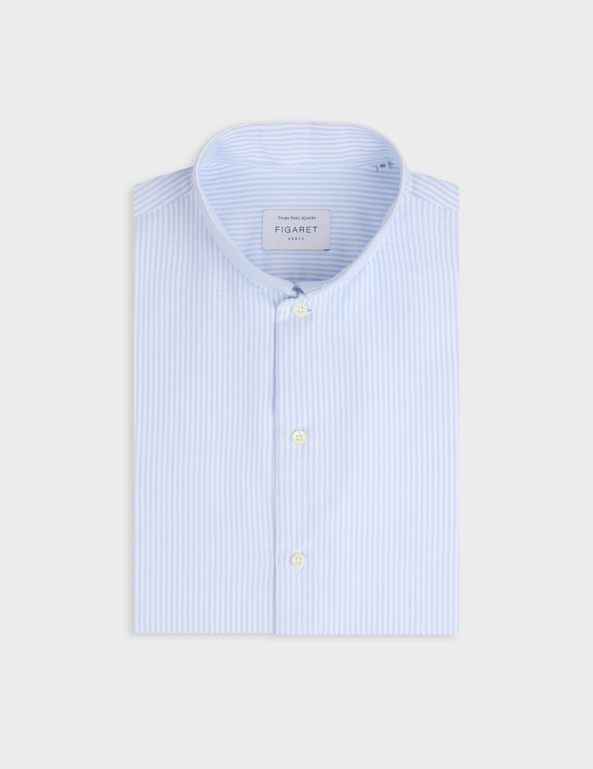 Semi-fitted light blue striped shirt - Oxford - Reverse Collar