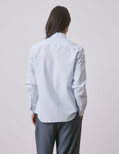 Semi-fitted light blue striped shirt