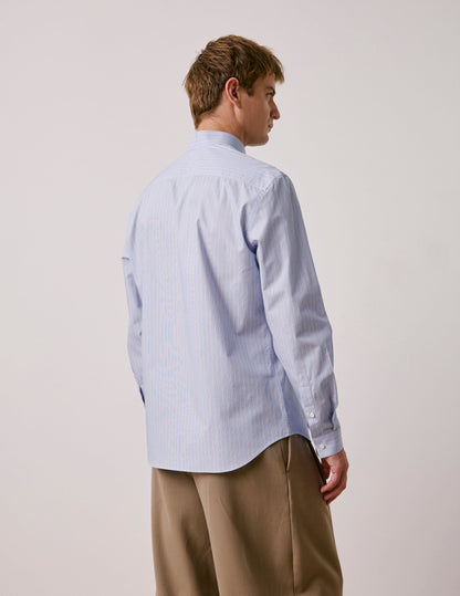 Chemise semi-ajustée rayée bleue