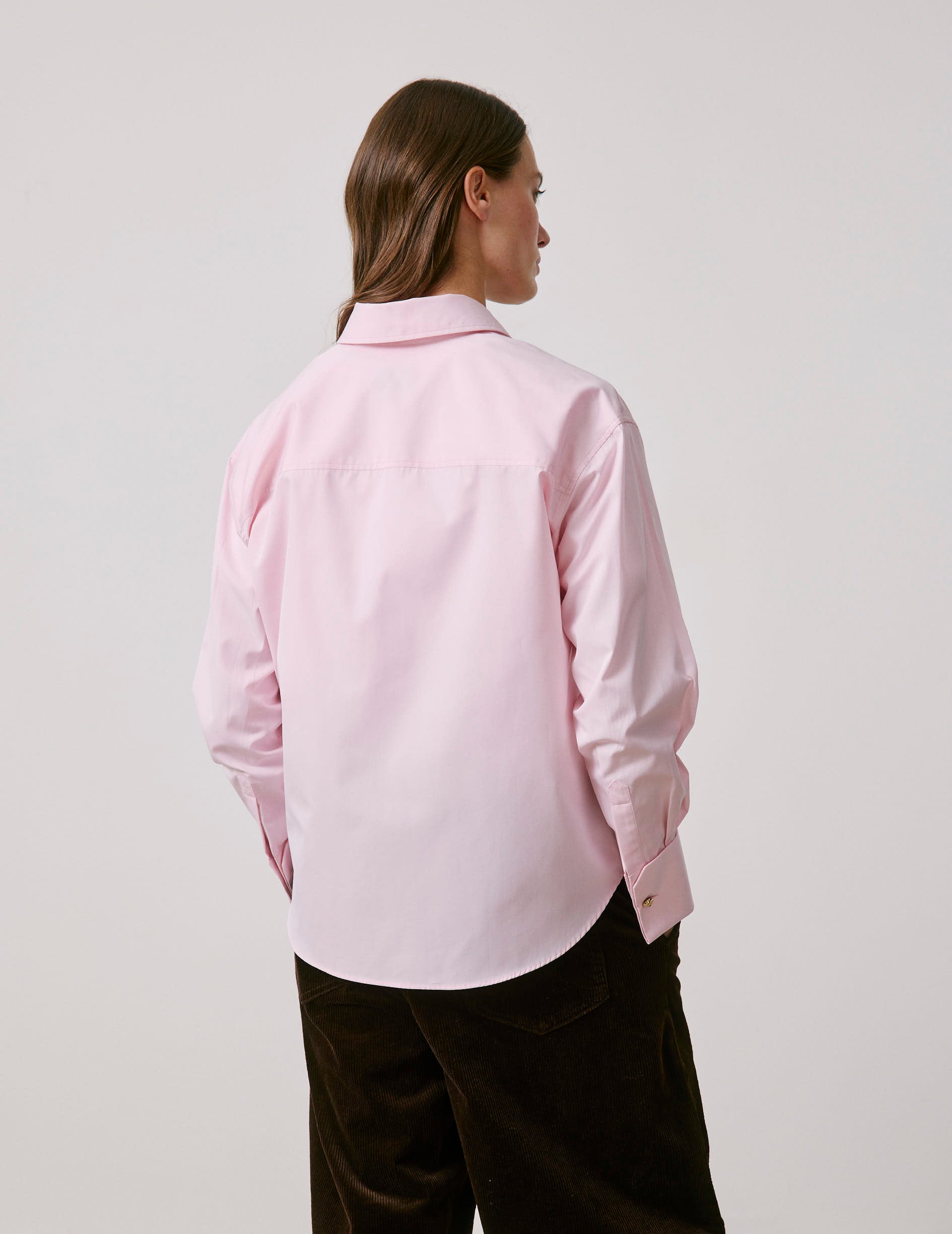 Light pink hidden placket Irisa shirt - Poplin - Long Collar - Musketeers Cuffs