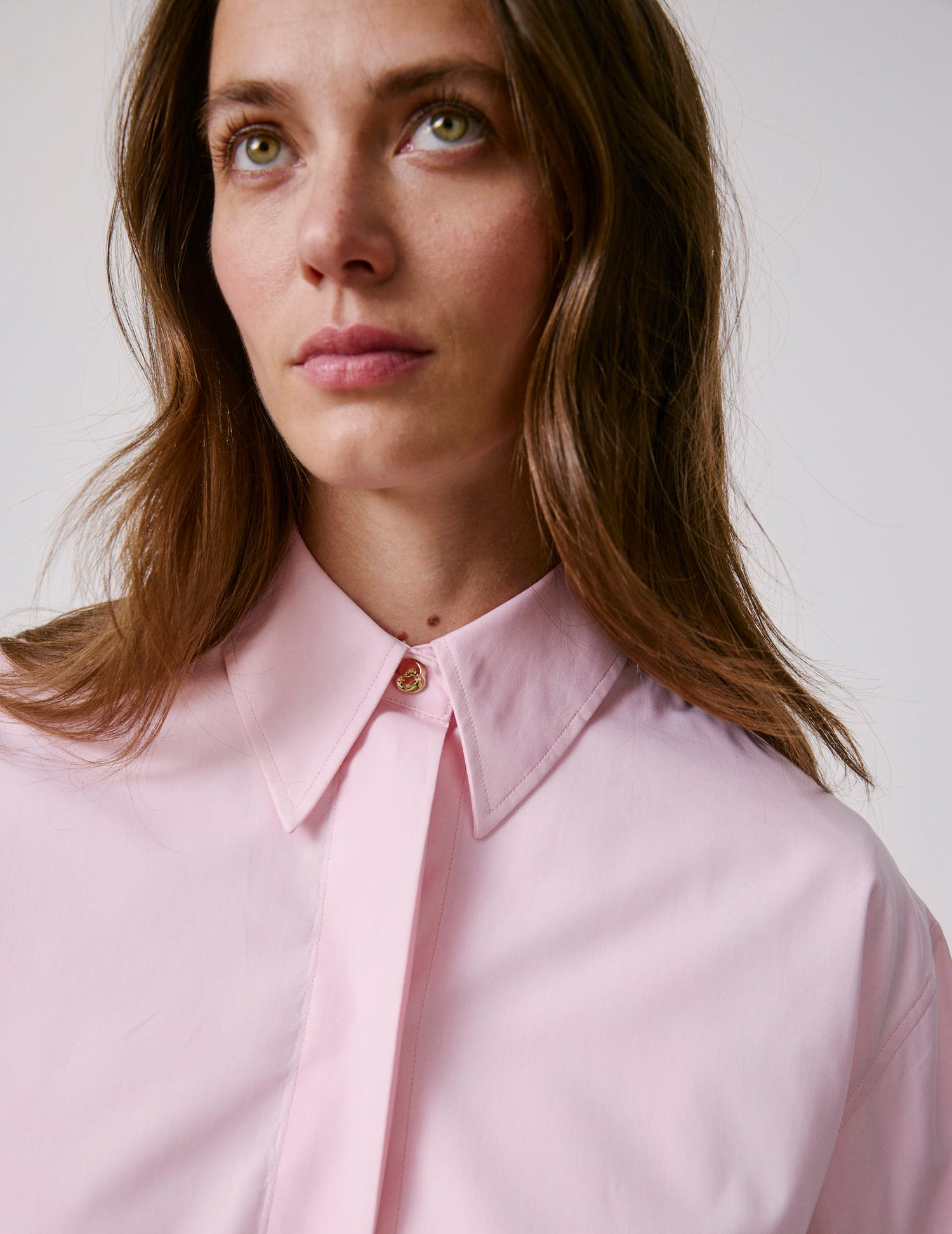 Light pink hidden placket Irisa shirt - Poplin - Long Collar - Musketeers Cuffs#3
