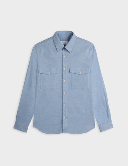 Chemise Irwin en flanelle et cachemire bleu clair