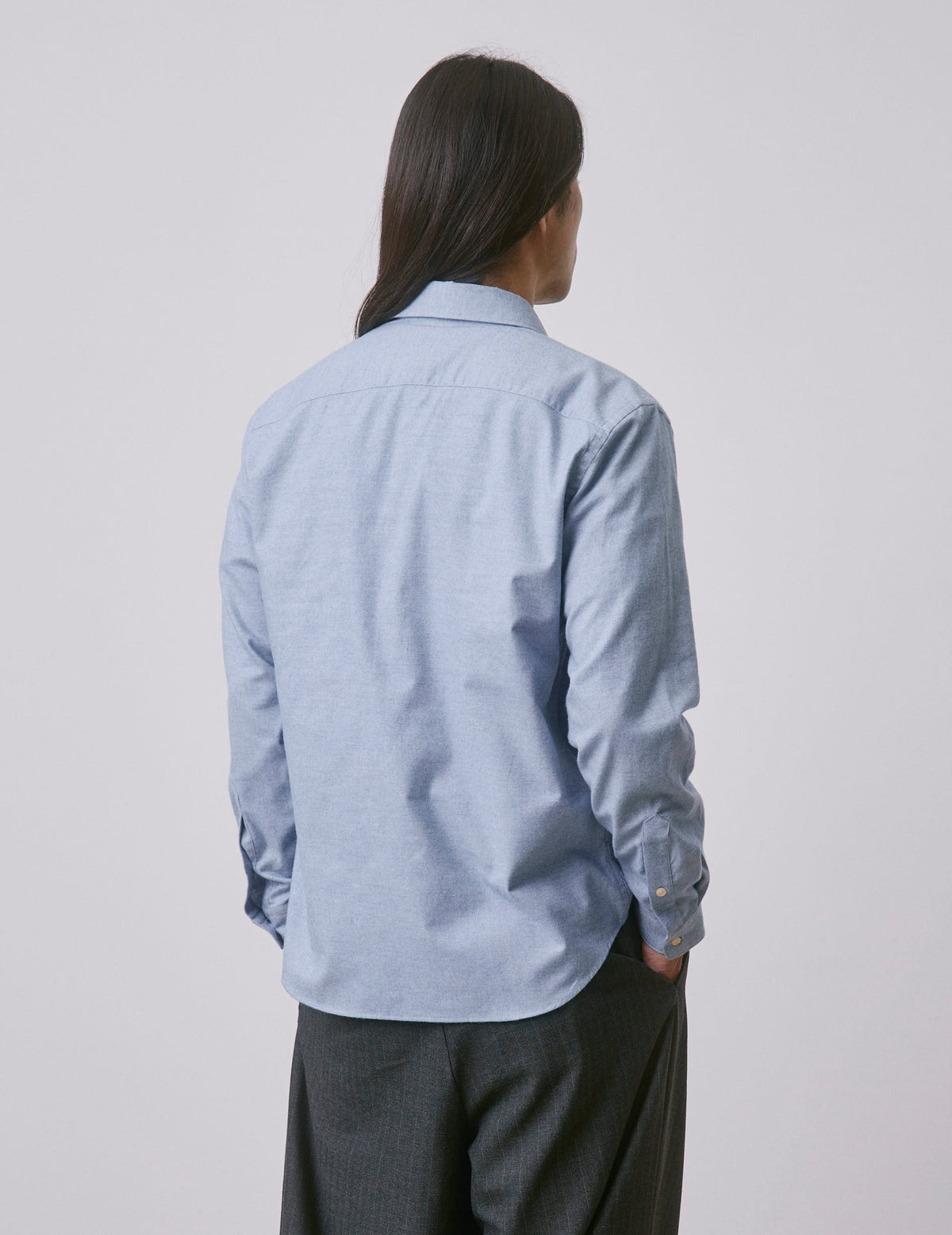 Chemise Irwin en flanelle et cachemire bleu clair - Flanelle - Col Prodigieux