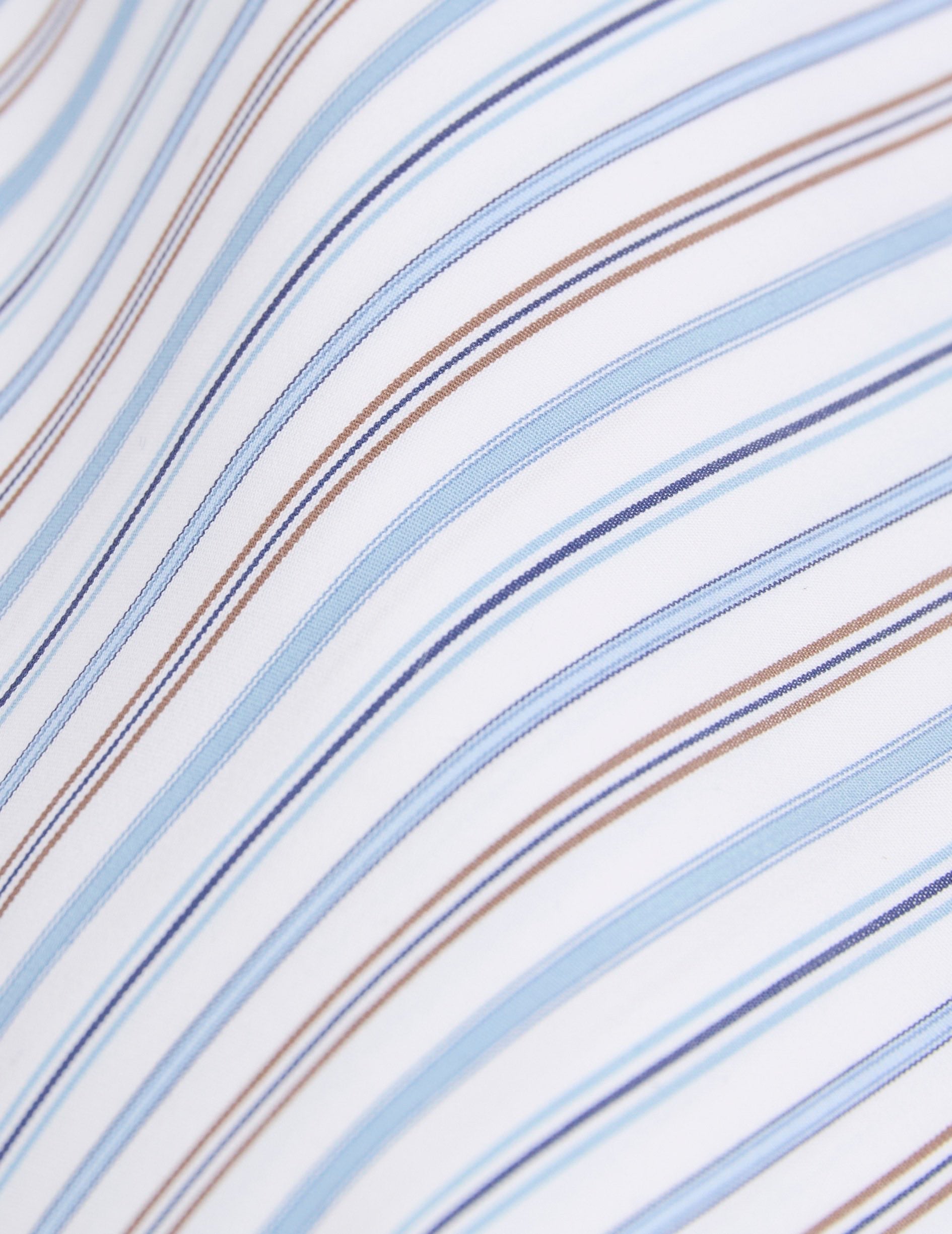 Chemise ajustée rayée bleue - Popeline - Col Italien