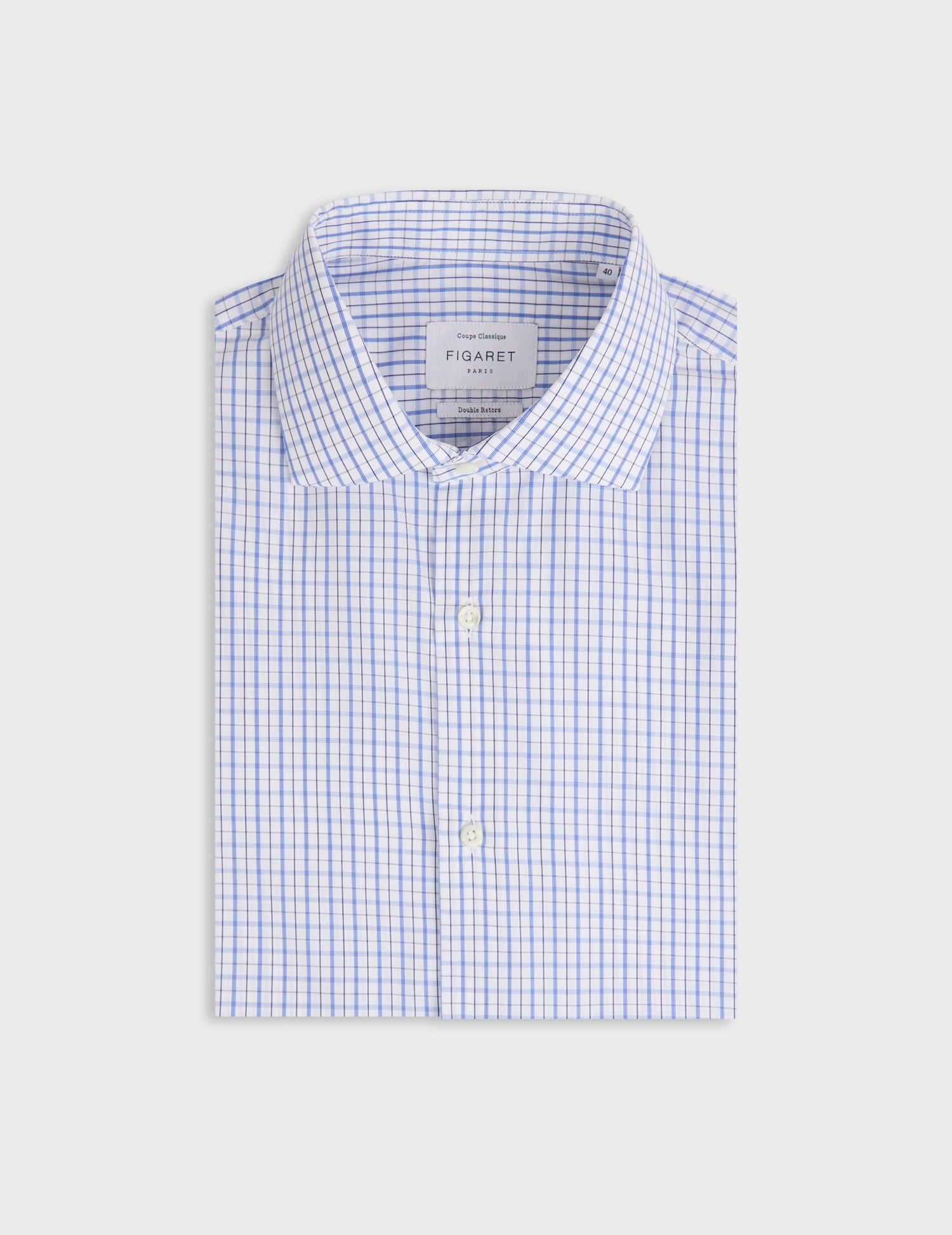 Chemise classique rayée bleue - Popeline - Col Italien