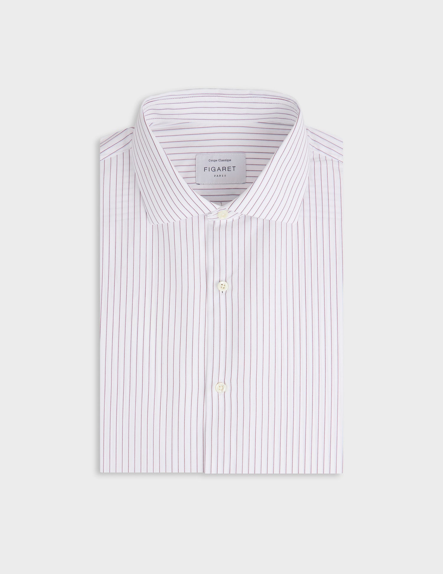 Chemise classique rayée rouge - Popeline - Col Italien