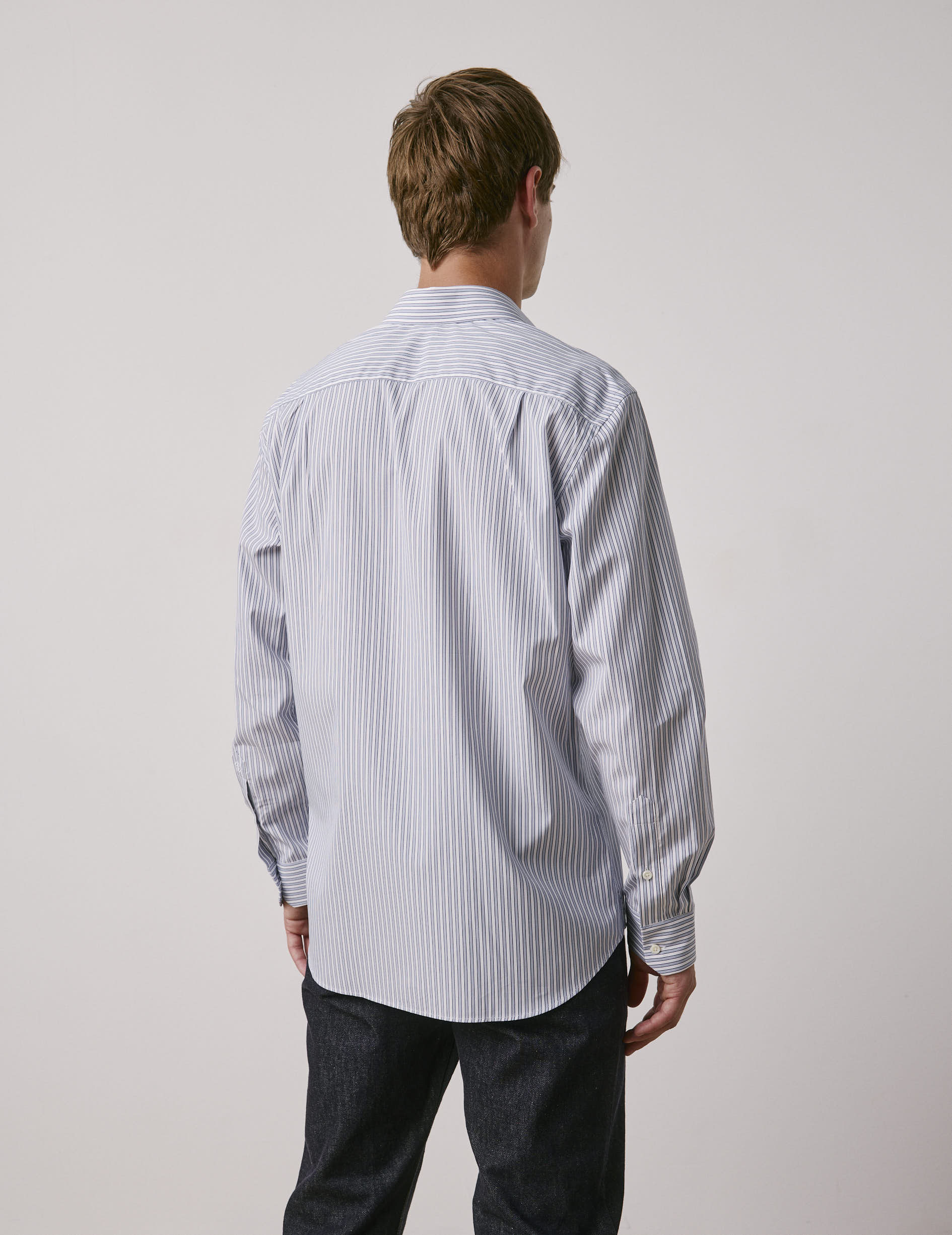 Classic blue striped shirt - Poplin - Italian Collar