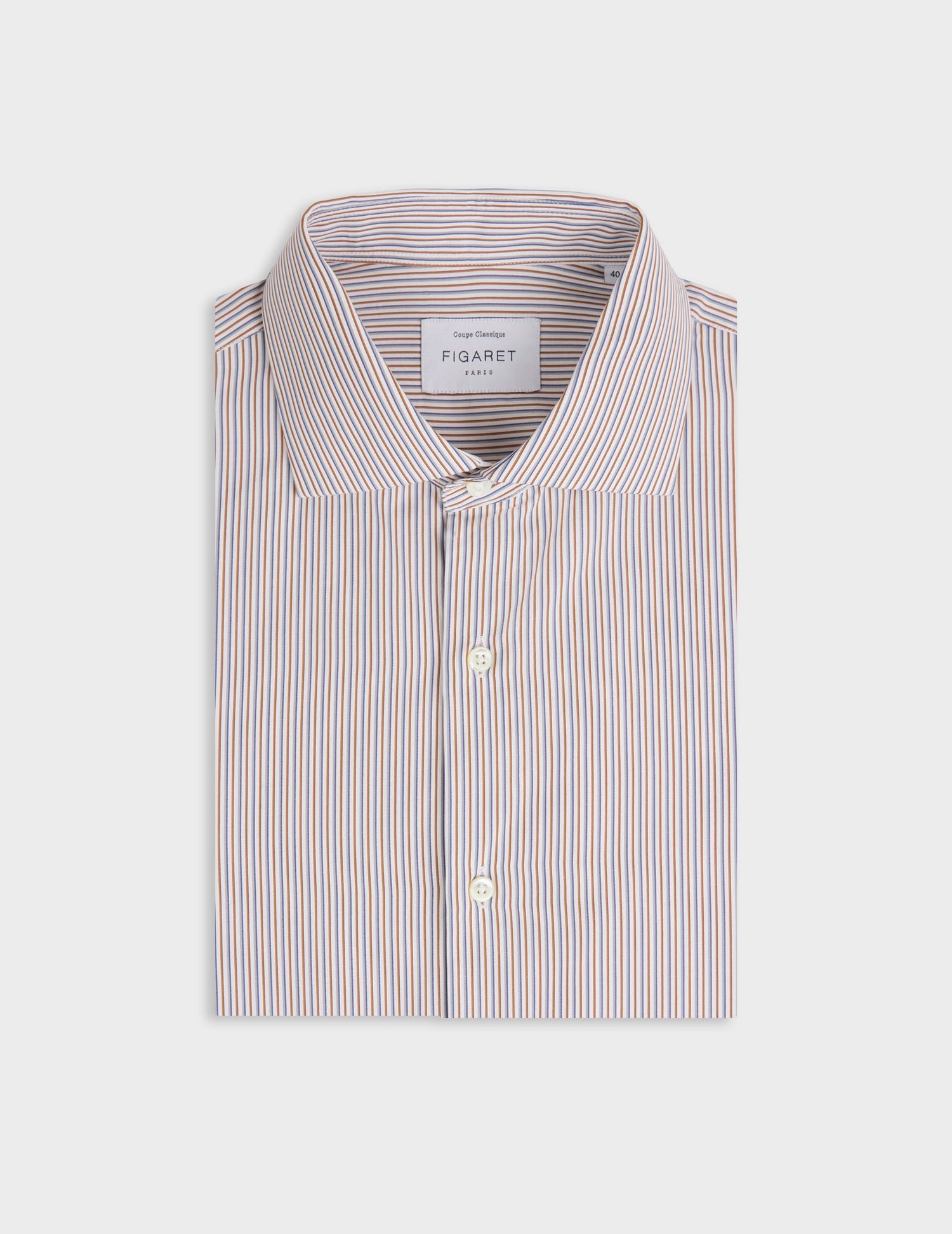 Chemise classique rayée - Popeline - Col Italien