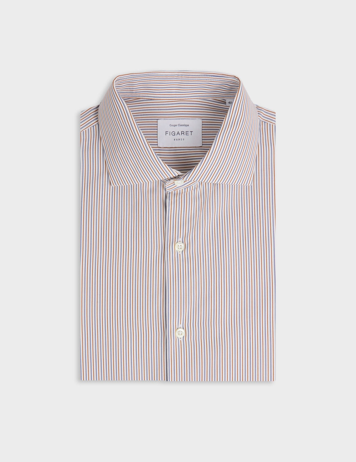 Chemise classique rayée - Popeline - Col Italien