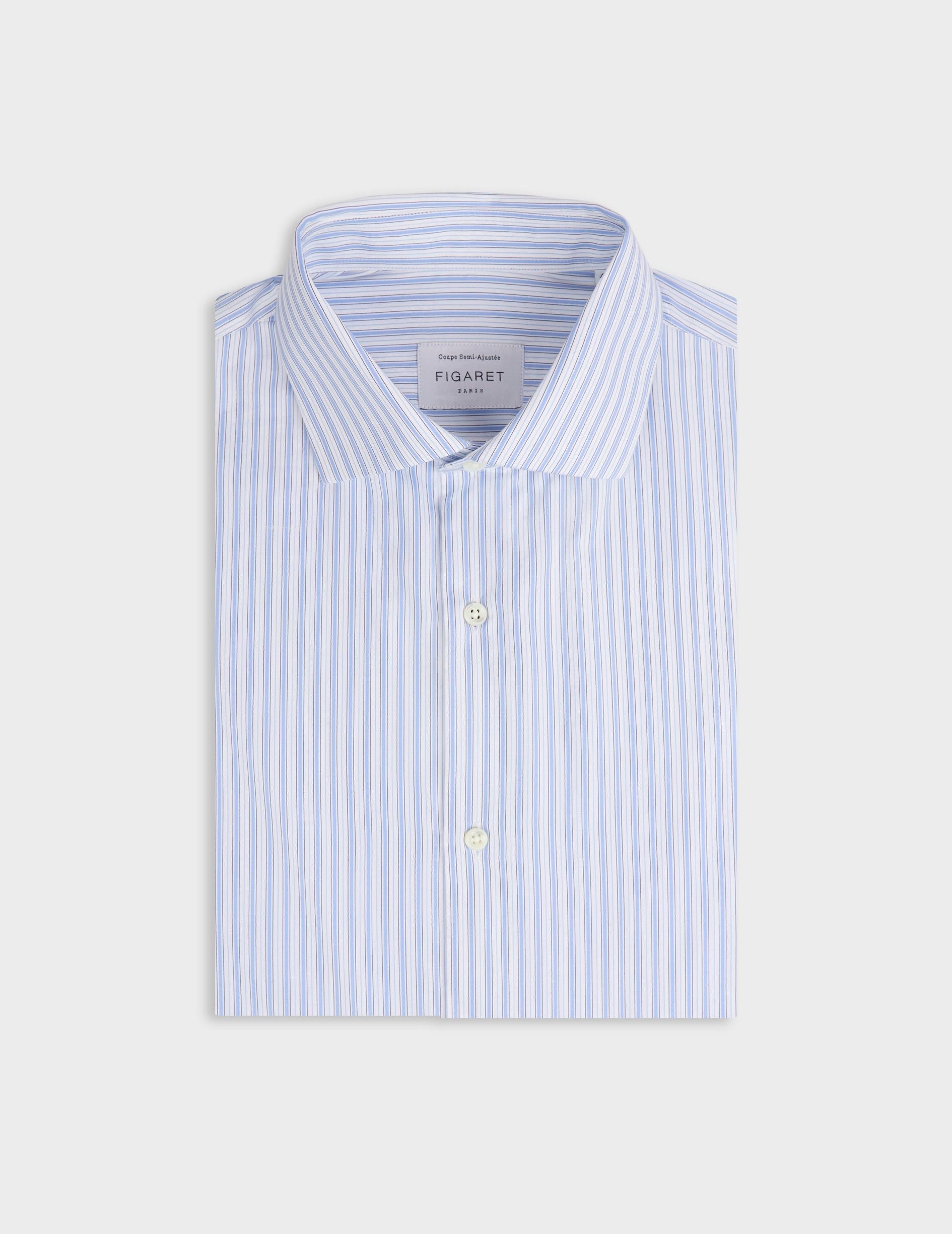 Chemise semi-ajustée rayée bleue