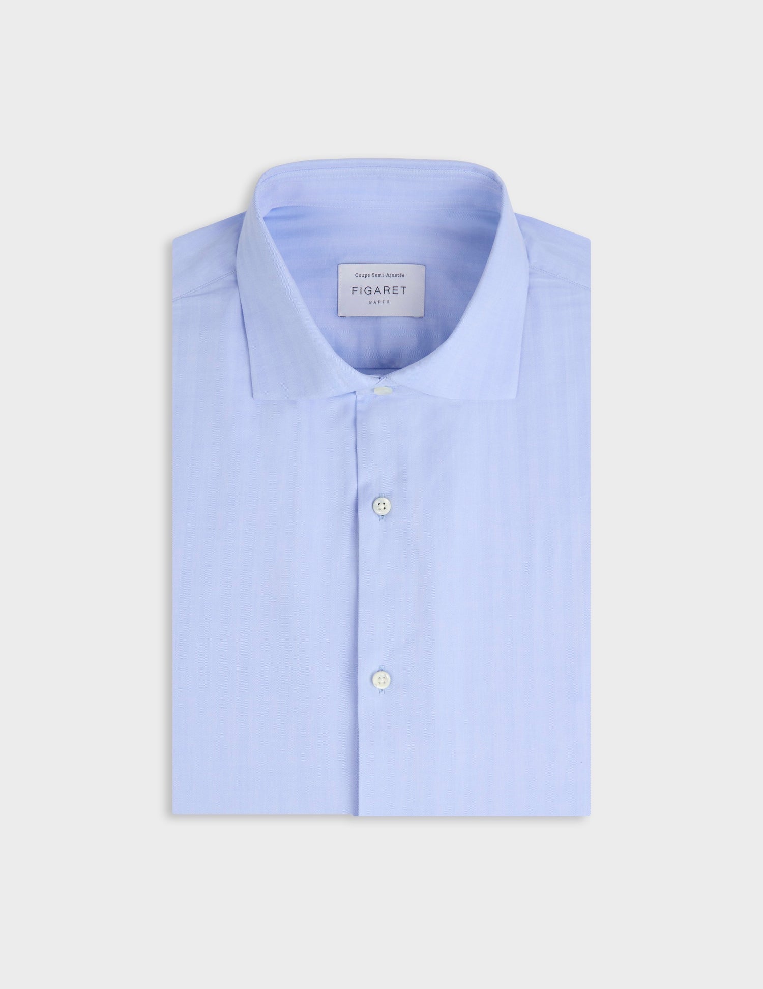 Chemise semi-ajustée bleue - Chevron - Col Italien