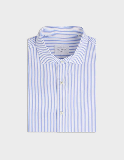 Chemise semi-ajustée rayée bleue