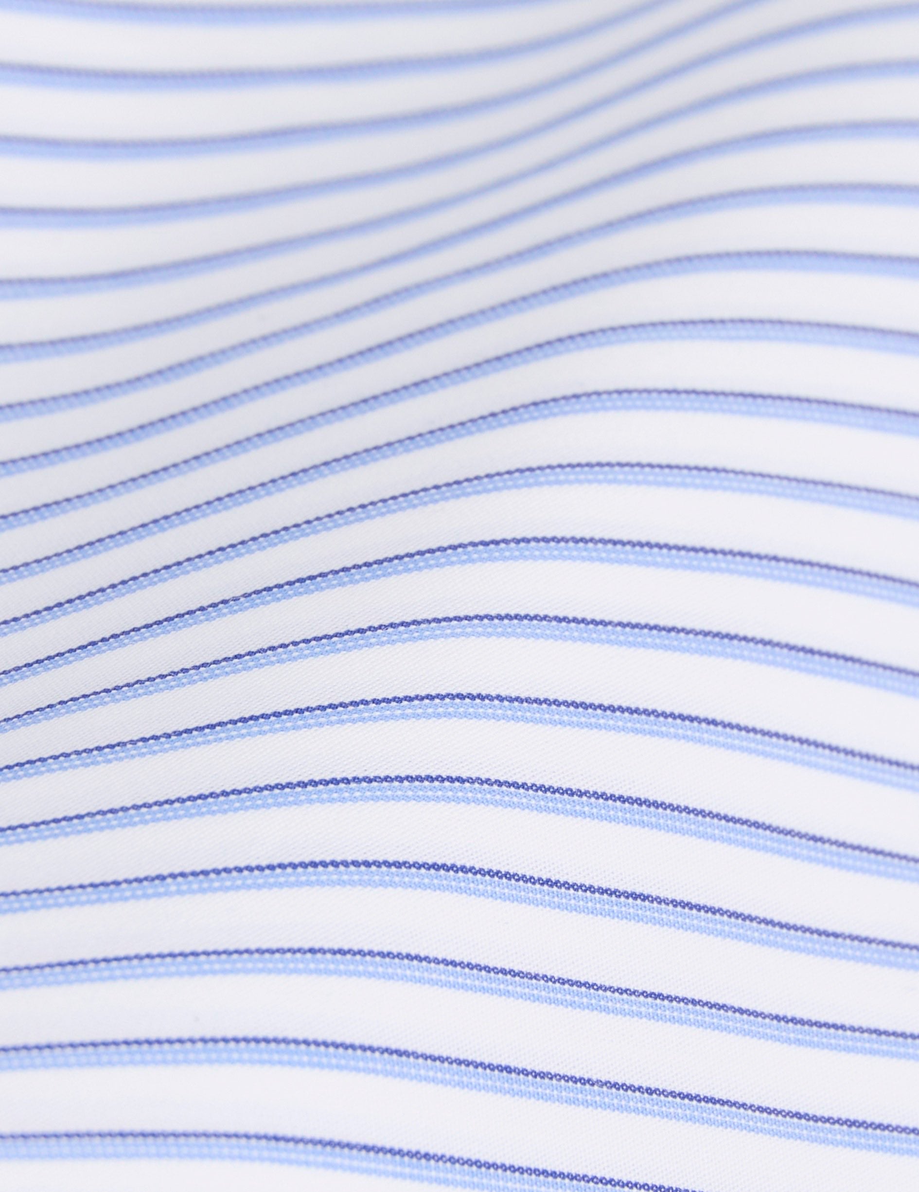 Chemise semi-ajustée rayée bleue - Popeline - Col Italien