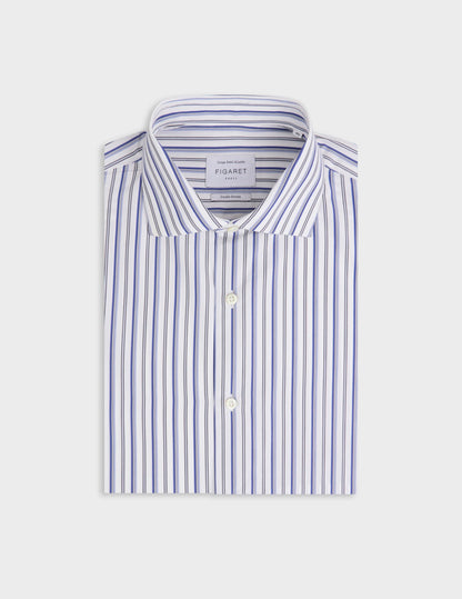 Chemise semi-ajustée rayée bleu marine