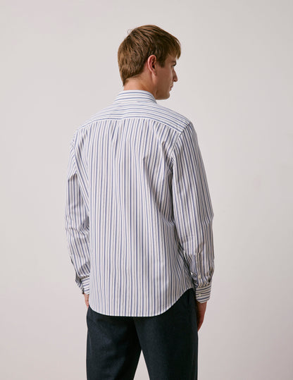 Chemise semi-ajustée rayée bleu marine