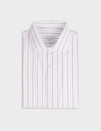 Chemise semi-ajustée rayée rouge