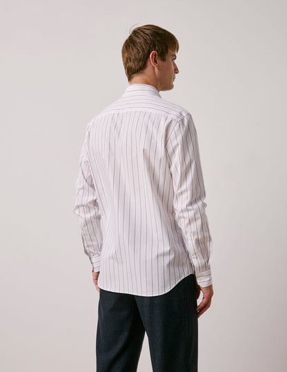 Chemise semi-ajustée rayée rouge