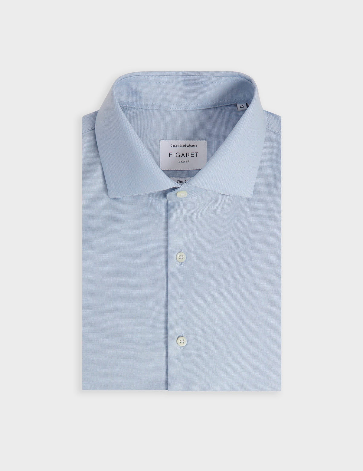 Chemise semi-ajustée en laine et cachemire bleu clair