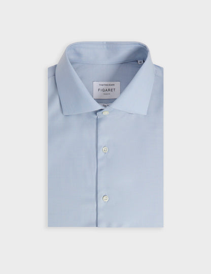 Chemise semi-ajustée en laine et cachemire bleu clair