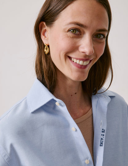 Chemise mixte "Je t'aime" bleue