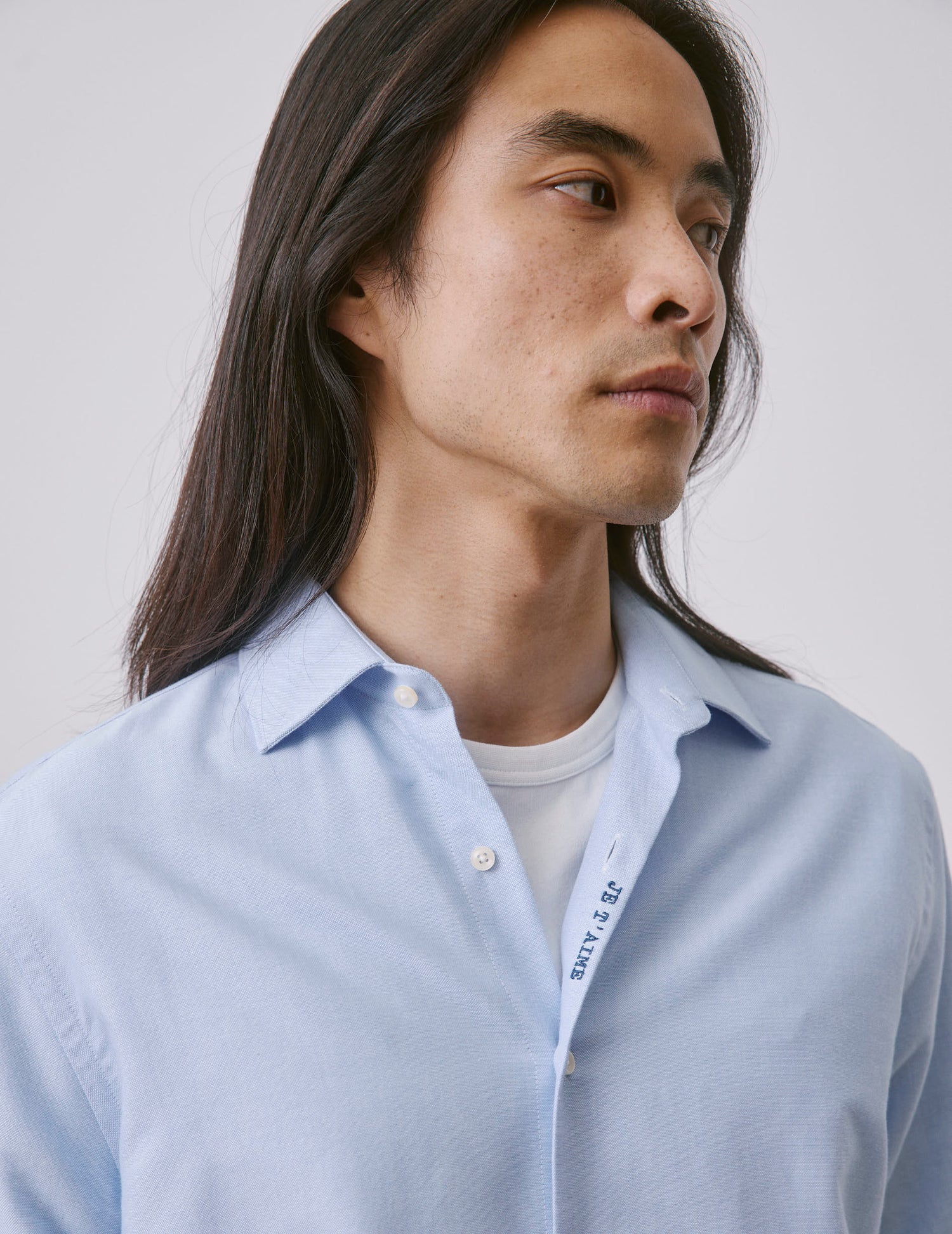 Chemise mixte "Je t'aime" bleue