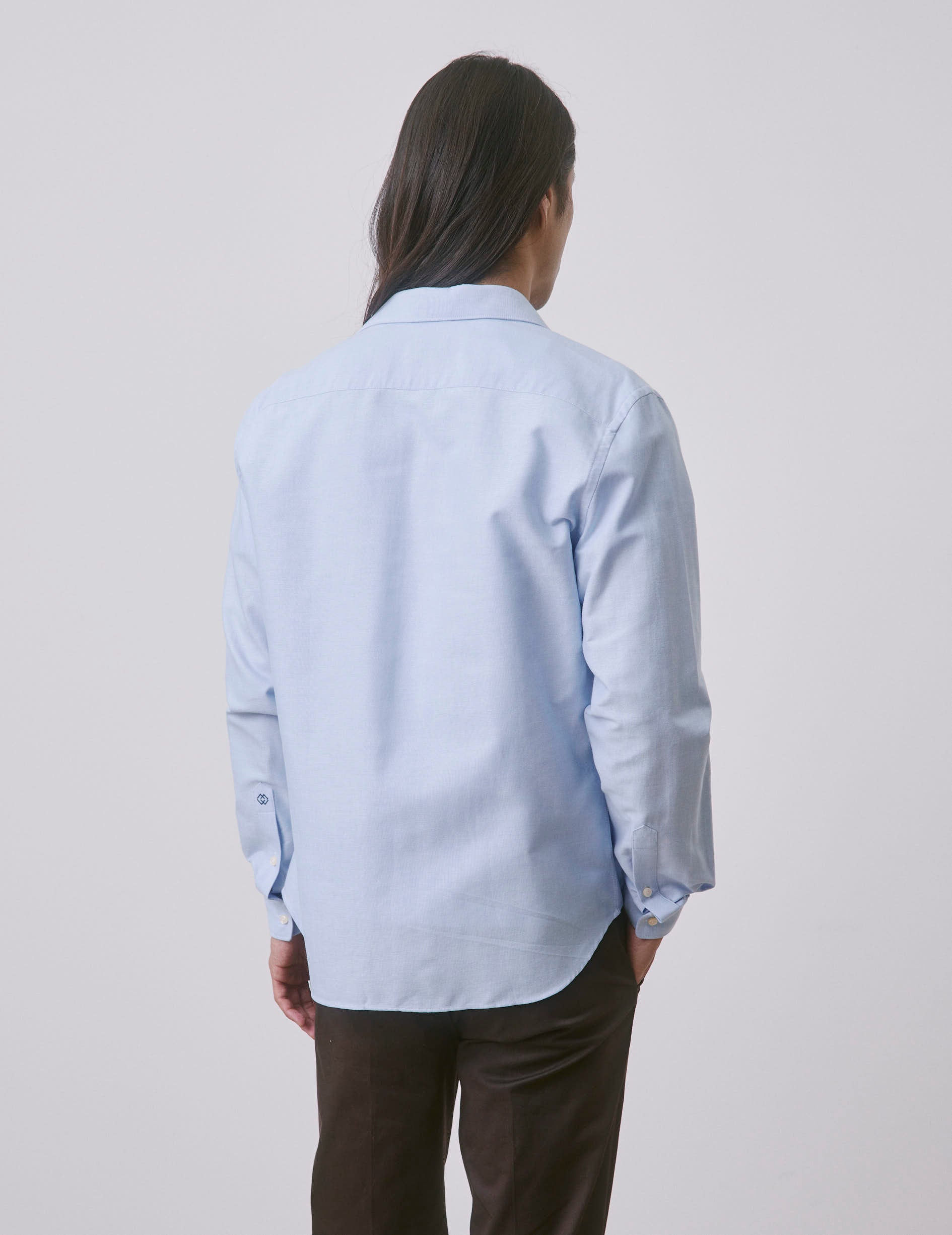 Chemise mixte "Je t'aime" bleue - Oxford - Col Figaret