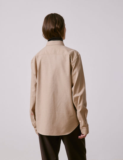 Chemise mixte "Je t'aime" en coton et cachemire beige
