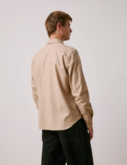 Chemise mixte "Je t'aime" en coton et cachemire beige