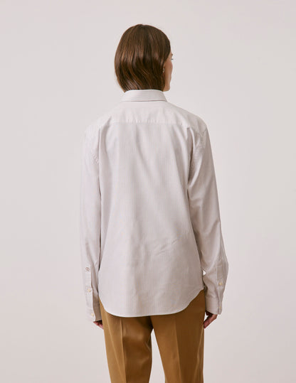 Chemise mixte "Je t'aime" rayée beige