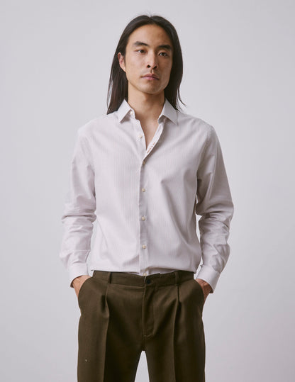 Chemise mixte "Je t'aime" rayée beige