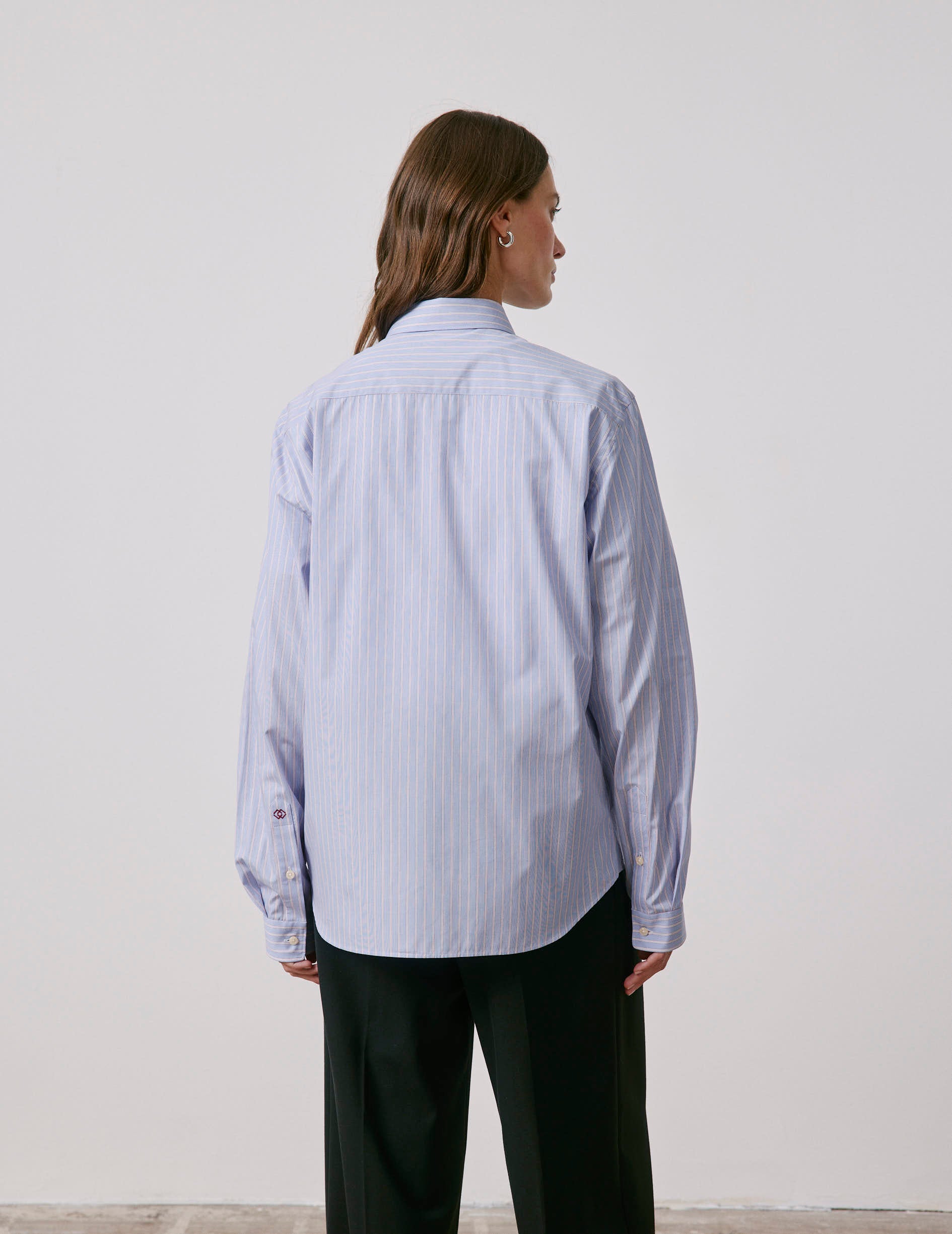 Chemise mixte "Je t'aime" bleue rayée - Popeline - Col Figaret