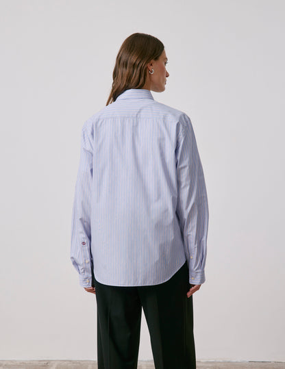 Chemise mixte "Je t'aime" bleue rayée