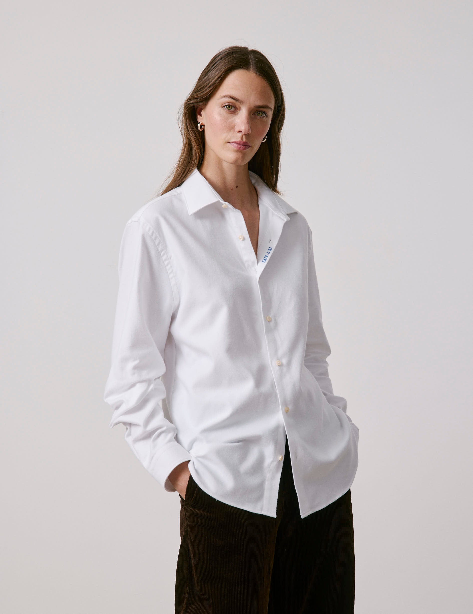 Chemise mixte "Je t'aime" blanche - Oxford gratté - Col Figaret