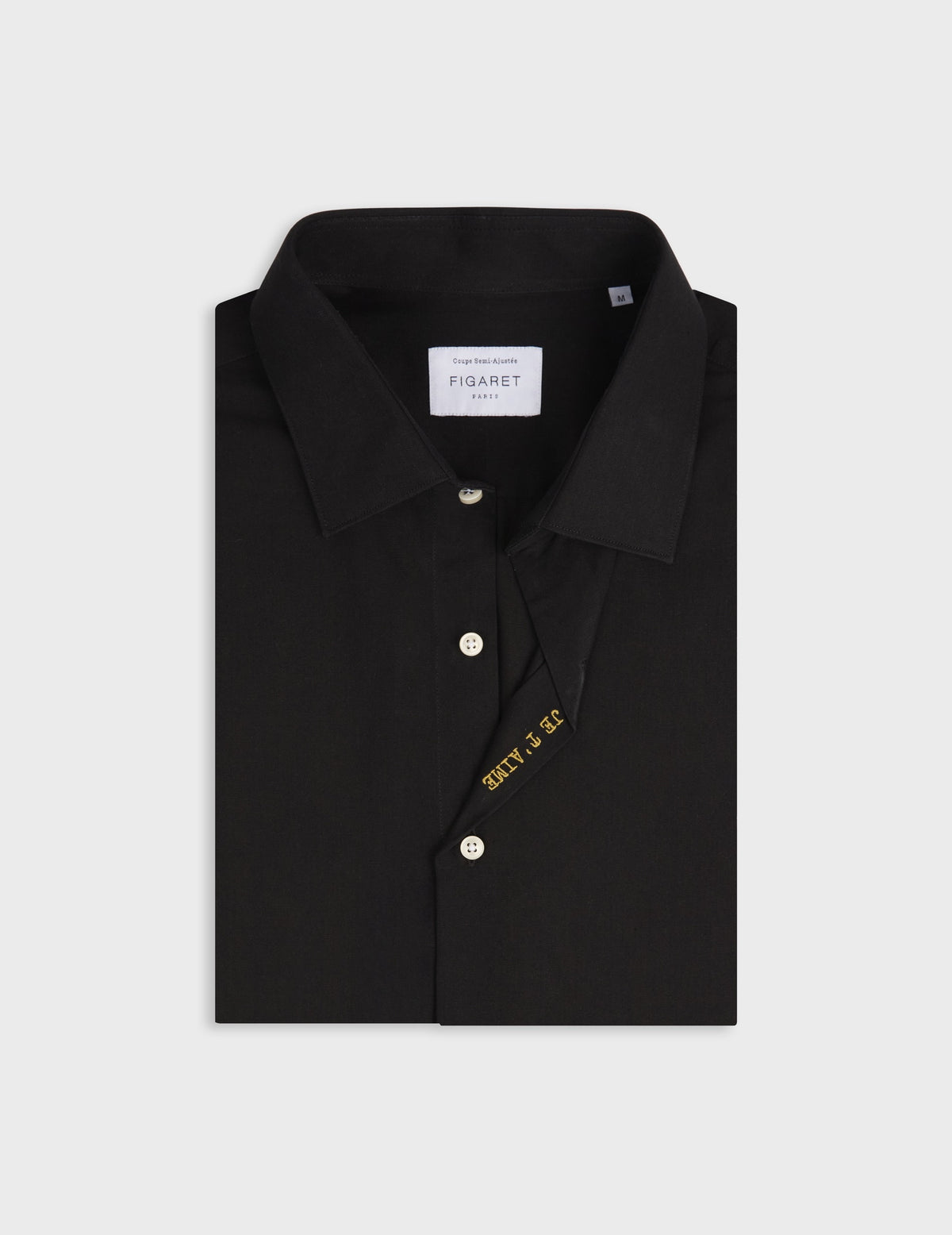 Chemise mixte "Je t'aime" en denim noir - Denim - Col Figaret#8
