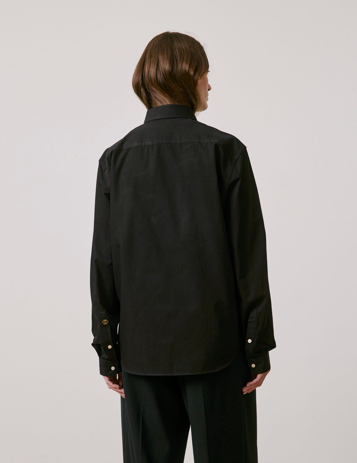 Unisex black denim “Je t’aime” shirt - Denim - Figaret Collar