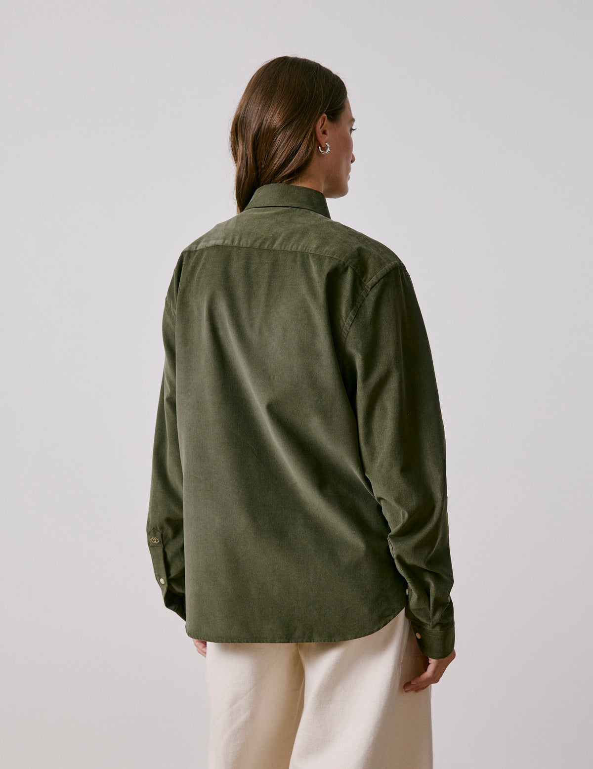 Chemise mixte "Je t'aime" en velours kaki - Velours - Col Figaret#6