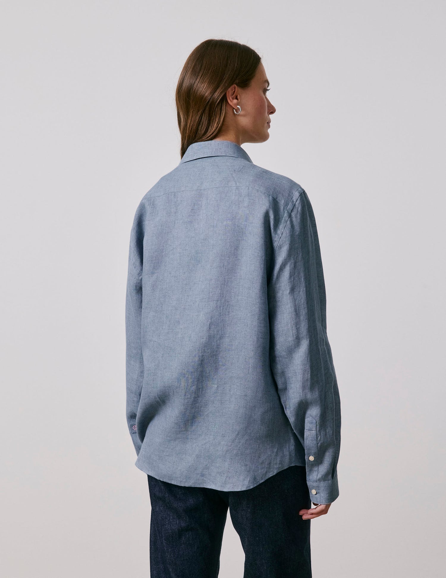 Chemise mixte "Je t'aime" en lin bleu - Lin - Col Figaret#7
