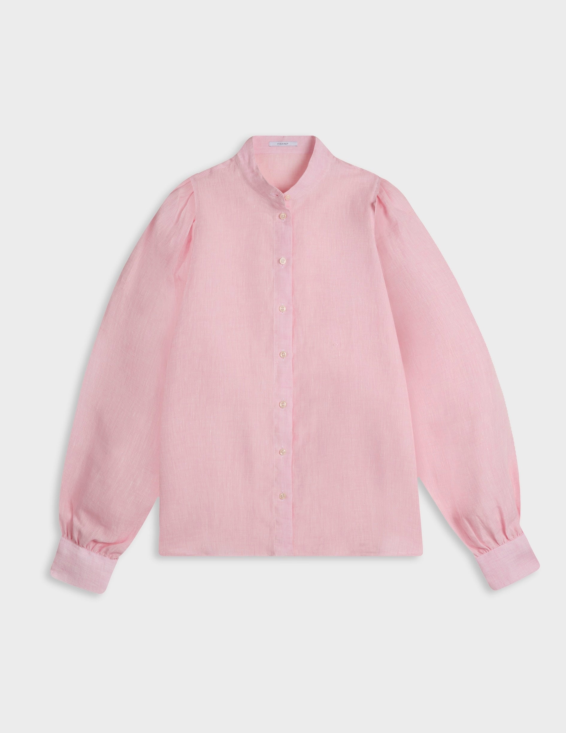 Light pink linen Lanaée shirt - Linen - Officer Collar