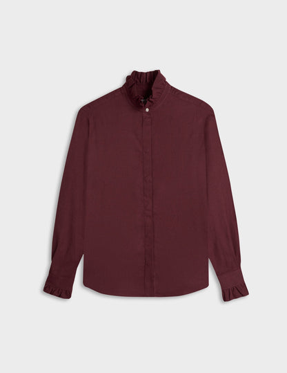 Chemise Laurine en flanelle bordeaux