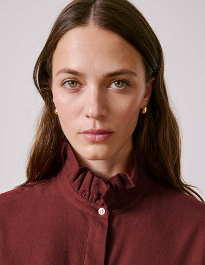 Chemise Laurine en flanelle bordeaux